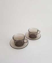 Load image into Gallery viewer, 2 Mid-Century Arcoroc Smokey Glass Cups