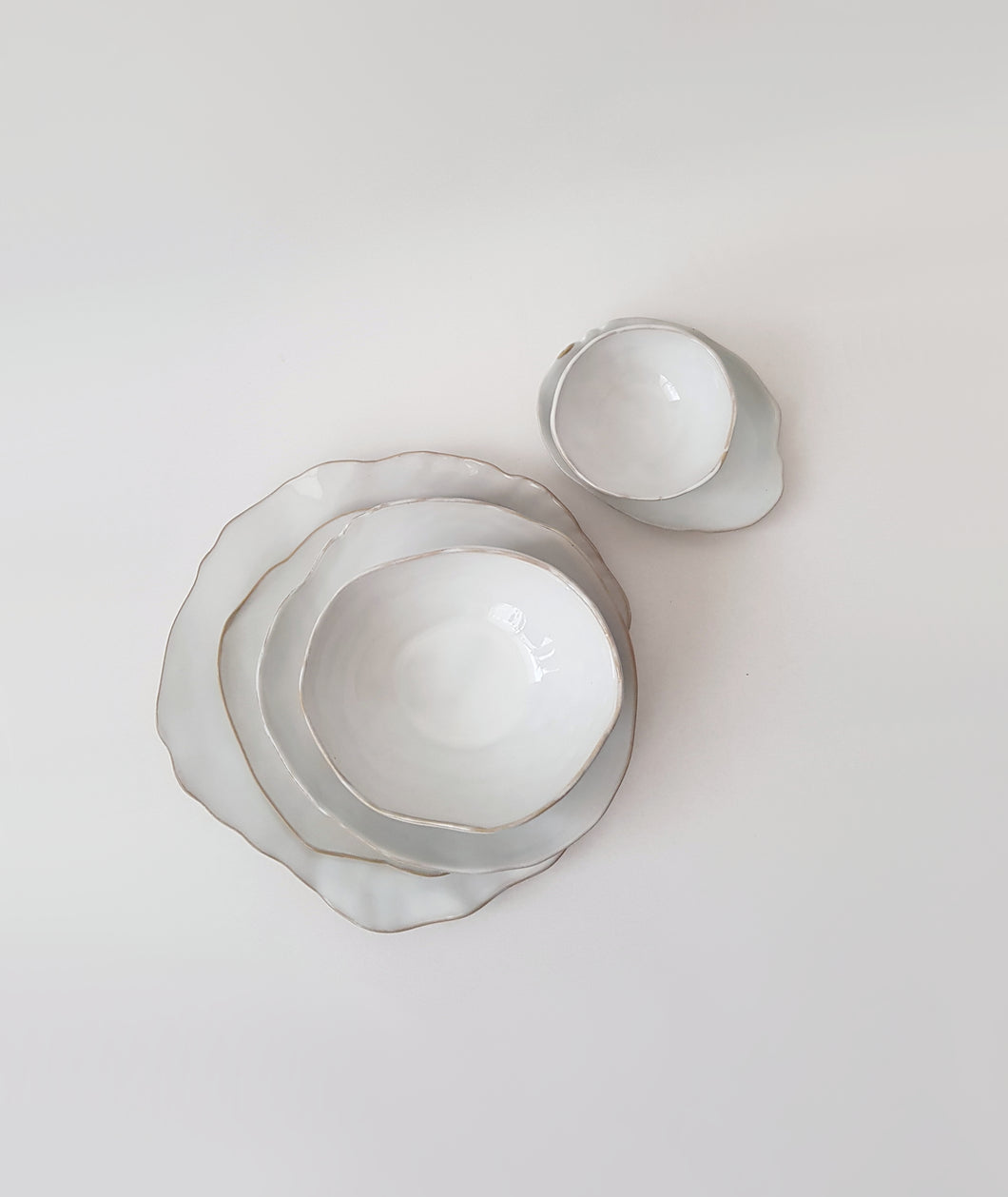 Glazed Ceramic Dinnerware Set, Irregular Shape