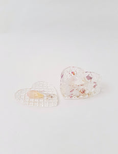 Jewelry Box - Heart Shape - Transparent with Flowers