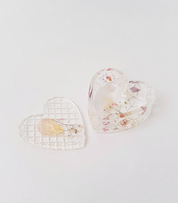 Jewelry Box - Heart Shape - Transparent with Flowers