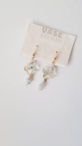 Real blue Forgetmenot Earrings - Gold