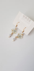 Real blue Forgetmenot Earrings - Gold