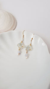 Real blue Forgetmenot Earrings - Gold