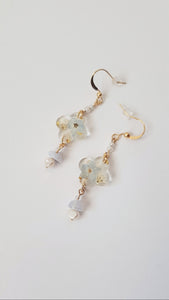 Real blue Forgetmenot Earrings - Gold