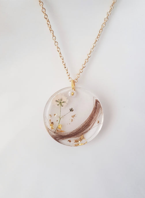 Resin-Hair Pendant Necklace