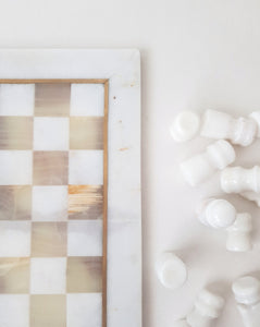 Onyx White Marble Vintage Chess Set