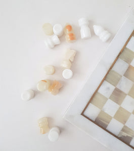 Onyx White Marble Vintage Chess Set