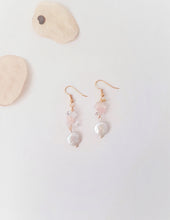 Load image into Gallery viewer, Natural Gemstone Earrings with Rose Quartz, Rock Crystal and Pearl