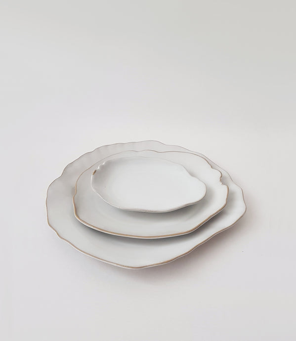 Glazed Ceramic Dinnerware Plates, Irregular Shape