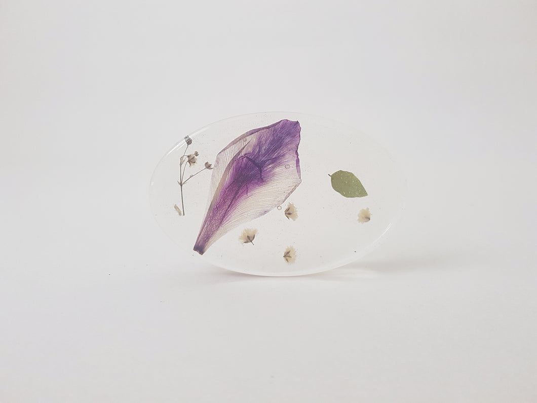 Purple Flower Petal - Oval Resin Plate, Wall Decor