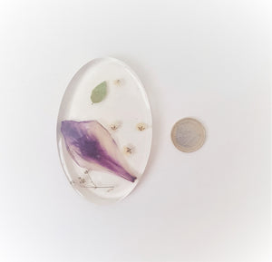 Purple Flower Petal - Oval Resin Plate, Wall Decor