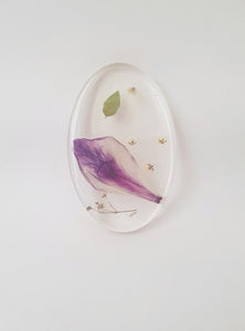 Purple Flower Petal - Oval Resin Plate, Wall Decor