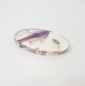 Purple Flower Petal - Oval Resin Plate, Wall Decor