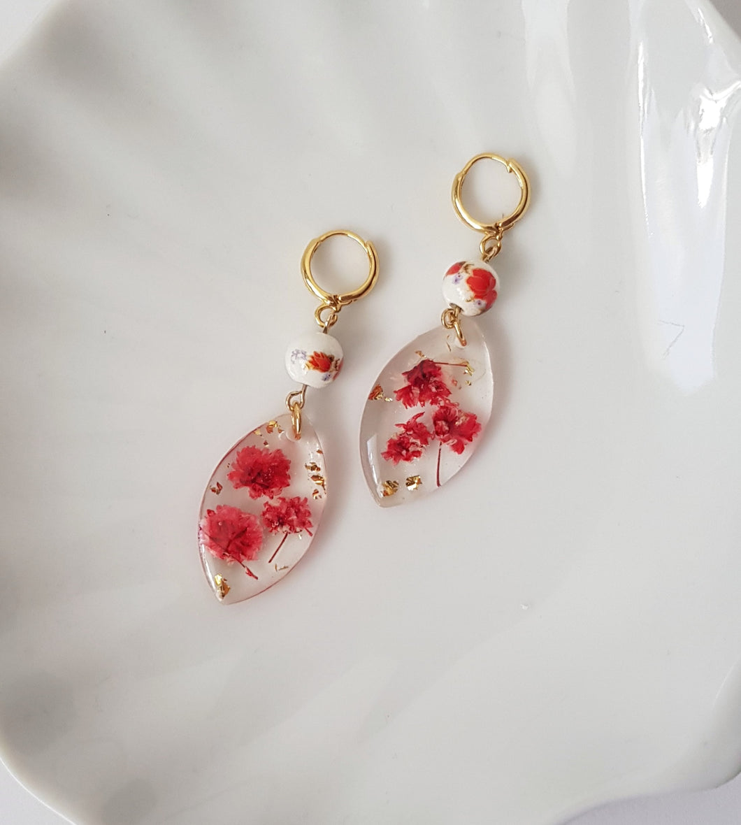 Slavic Red Flower Earrings