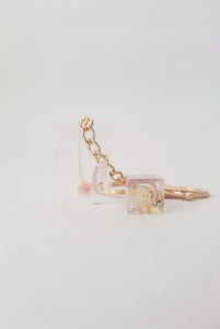 Dried Flowers Transparent Keychain Charm in Gold and Rosé