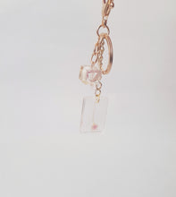 Load image into Gallery viewer, Dried Flowers Transparent Keychain Charm in Gold and Rosé