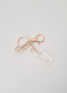 Dried Flowers Transparent Keychain Charm in Gold and Rosé