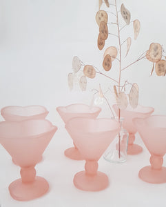 6x Vintage Sundae Glasses in Rose, Italy Fidenza