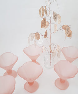 6x Vintage Sundae Glasses in Rose, Italy Fidenza