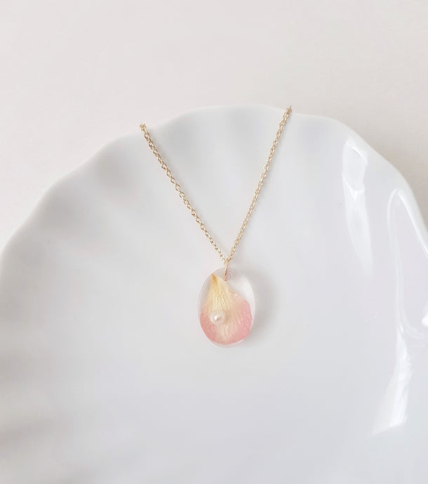 Rose Pearl Necklace, Birth Flower & Stone June