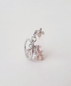 Dried Flowers Transparent Keychain Silver