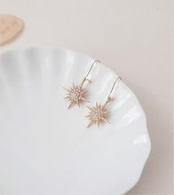 Load image into Gallery viewer, Diamond Star Golden Earrings, 18k Gold plated