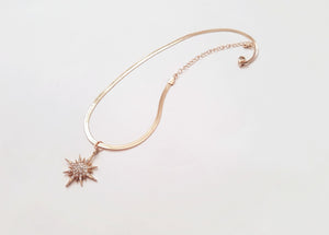 Golden Snake Necklace with Diamond Star