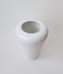 White Ceramic Vase Black Dots