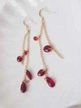 Load image into Gallery viewer, Tears of Blood - Golden Earrings with Red Pearls, handmade