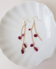 Load image into Gallery viewer, Tears of Blood - Golden Earrings with Red Pearls, handmade