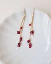 Load image into Gallery viewer, Tears of Blood - Golden Earrings with Red Pearls, handmade