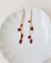 Load image into Gallery viewer, Tears of Blood - Golden Earrings with Red Pearls, handmade