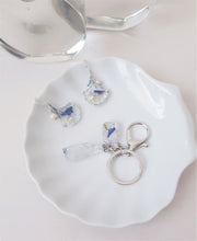 Load image into Gallery viewer, Blue Underwater Seashell Earrings, Freshwater Pearls and Flowers