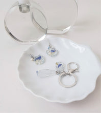 Load image into Gallery viewer, Blue Underwater Seashell Earrings, Freshwater Pearls and Flowers