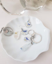 Load image into Gallery viewer, Blue Underwater Seashell Earrings, Freshwater Pearls and Flowers