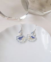 Load image into Gallery viewer, Blue Underwater Seashell Earrings, Freshwater Pearls and Flowers