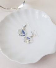 Load image into Gallery viewer, Blue Underwater Seashell Earrings, Freshwater Pearls and Flowers