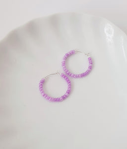 Lilac Mini-Pearl Hoop Earrings