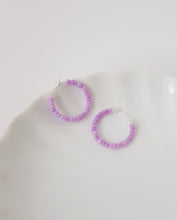 Load image into Gallery viewer, Lilac Mini-Pearl Hoop Earrings