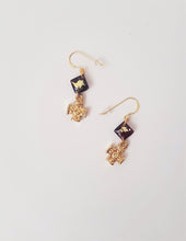 Load image into Gallery viewer, Square Cross Earrings with Dark Red and Gold