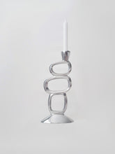 Load image into Gallery viewer, Silver Aluminum Candle Holder, Modern Asymmetric Design