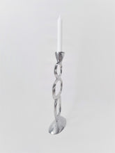 Load image into Gallery viewer, Silver Aluminum Candle Holder, Modern Asymmetric Design