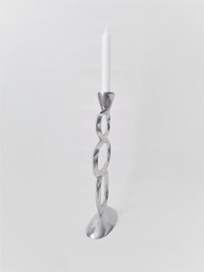 Silver Aluminum Candle Holder, Modern Asymmetric Design