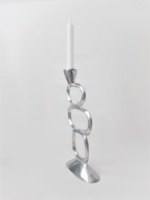 Load image into Gallery viewer, Silver Aluminum Candle Holder, Modern Asymmetric Design