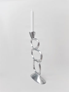 Silver Aluminum Candle Holder, Modern Asymmetric Design