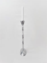 Load image into Gallery viewer, Silver Aluminum Candle Holder, Modern Asymmetric Design