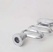 Load image into Gallery viewer, Silver Aluminum Candle Holder, Modern Asymmetric Design