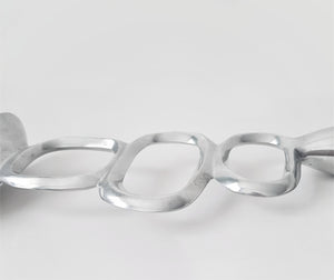 Silver Aluminum Candle Holder, Modern Asymmetric Design