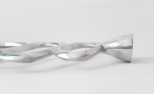 Silver Aluminum Candle Holder, Modern Asymmetric Design