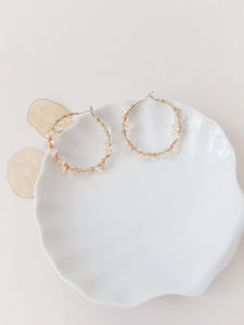 Gold Plated, Transparent Stone Hoop Earrings, Handmade